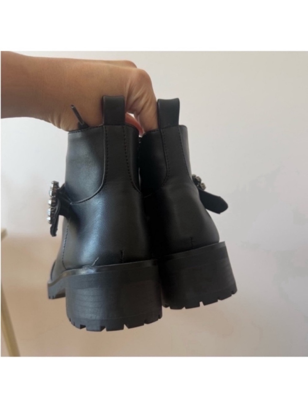Nanette Lepore Black Faux Leather Combat Boots NWT 6 - Picture 4 of 5